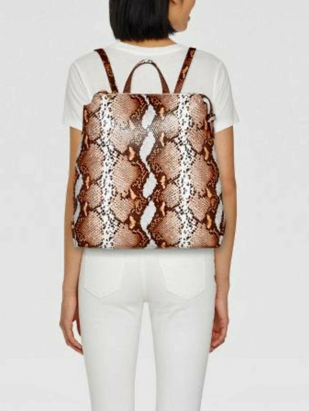 A New Day Brown Animal Print Backpack Top Handle Zip Closure Gold Hardware